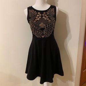 Juniors Studded Front, Sheer Back Dress